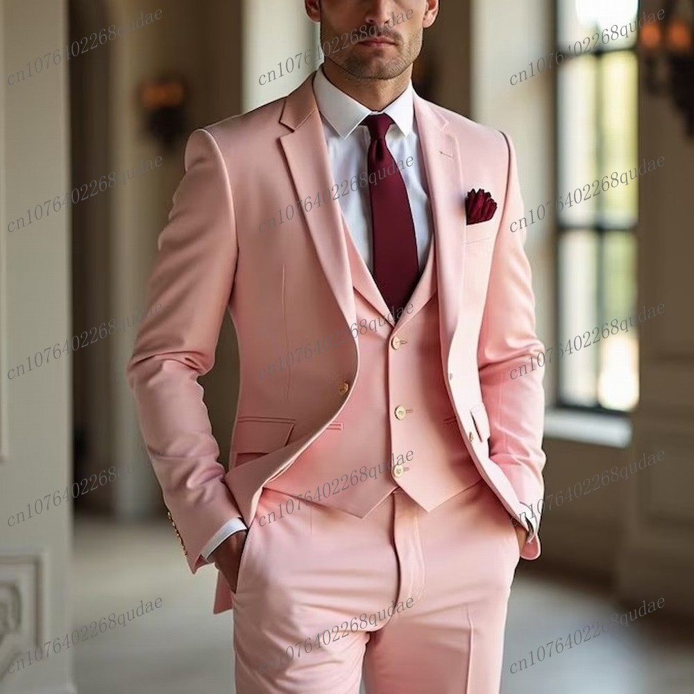 Men Formal Wear Pink - Neuer pinkfarbener Anzug für formelle Anlässe,