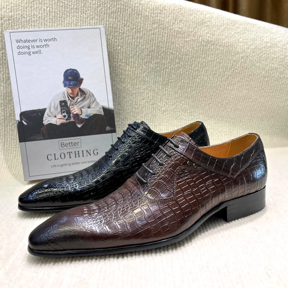 Men Formal Wear Office - Italienische Luxus-Herren-Oxford-Schuhe mit spitzer Zehenpartie, schwarze