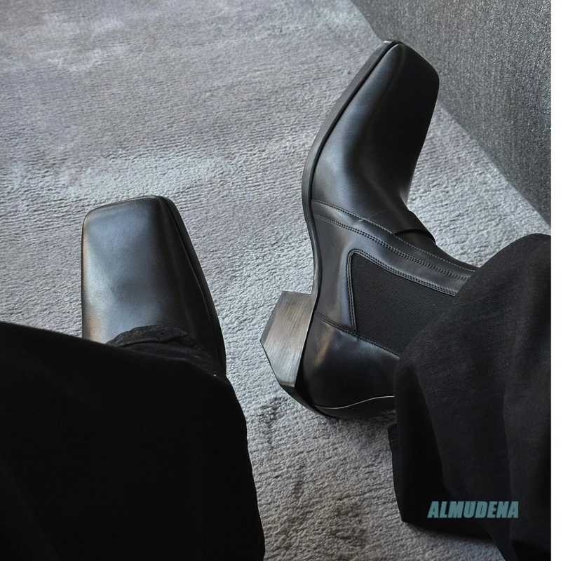 Men'S Formal Style - Herren Chelsea Boots aus schwarzem Leder