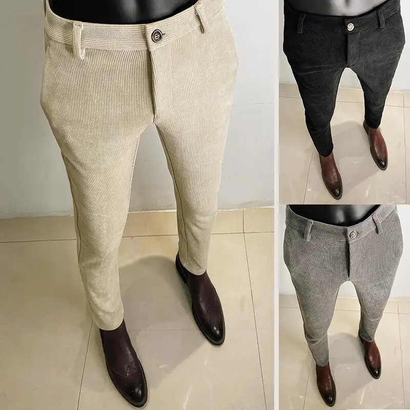 Men Formal Wear Office - Herbst Winter Verdickte Woolen Anzug Hose