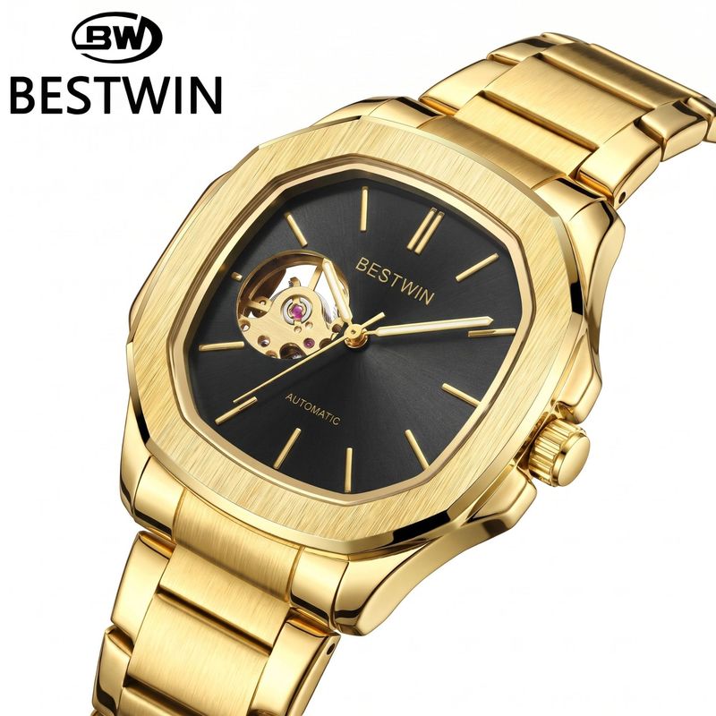 Men Formal Wear Fashion - Business-Herrenuhr, vollautomatisch, mechanisch, mit Stahlarmband, wasserdicht,