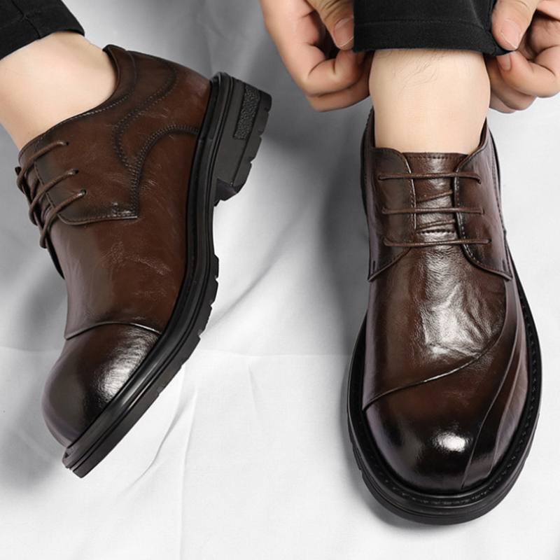 Men Formal Wear Fashion - Braune, glänzende, echte Lederschuhe mit Schnürung,