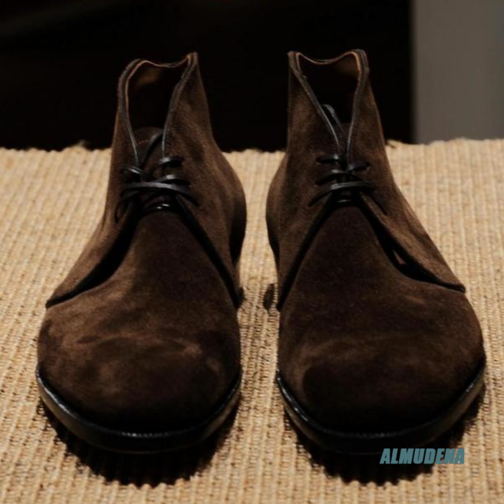 Men'S Formal Style - Street-Style Herren-Stiefeletten Kaffeebraunes Wildleder Einfache Schnürung
