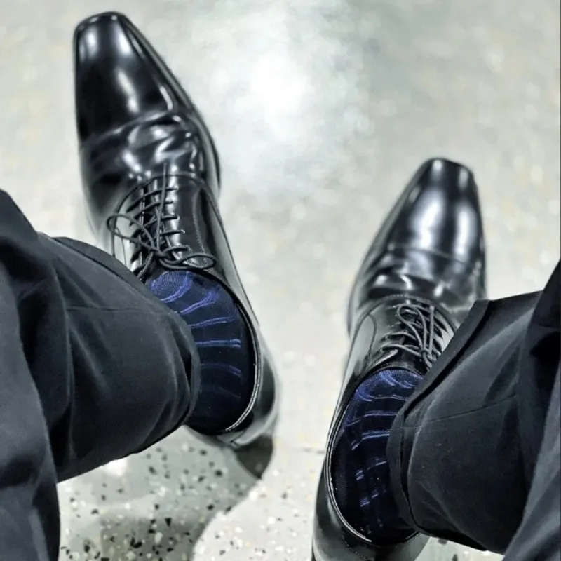 Men'S Formal Style - Herren Gestreifte Socken Ultra Dünne Seidensocken