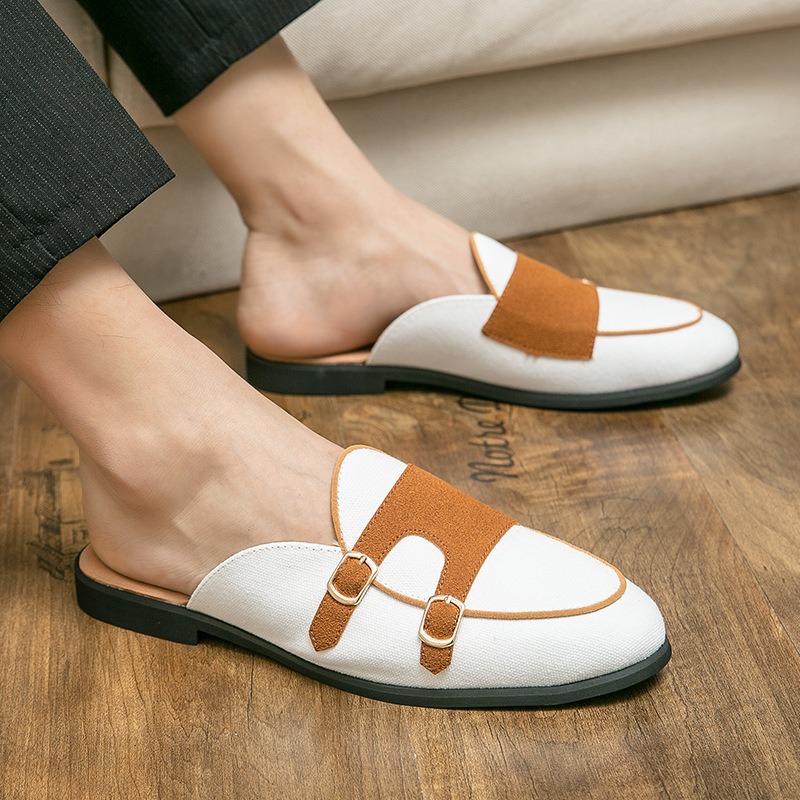 Men'S Formal Style - Canvas-Pantoletten, halbe Schuhe für Herren, britische