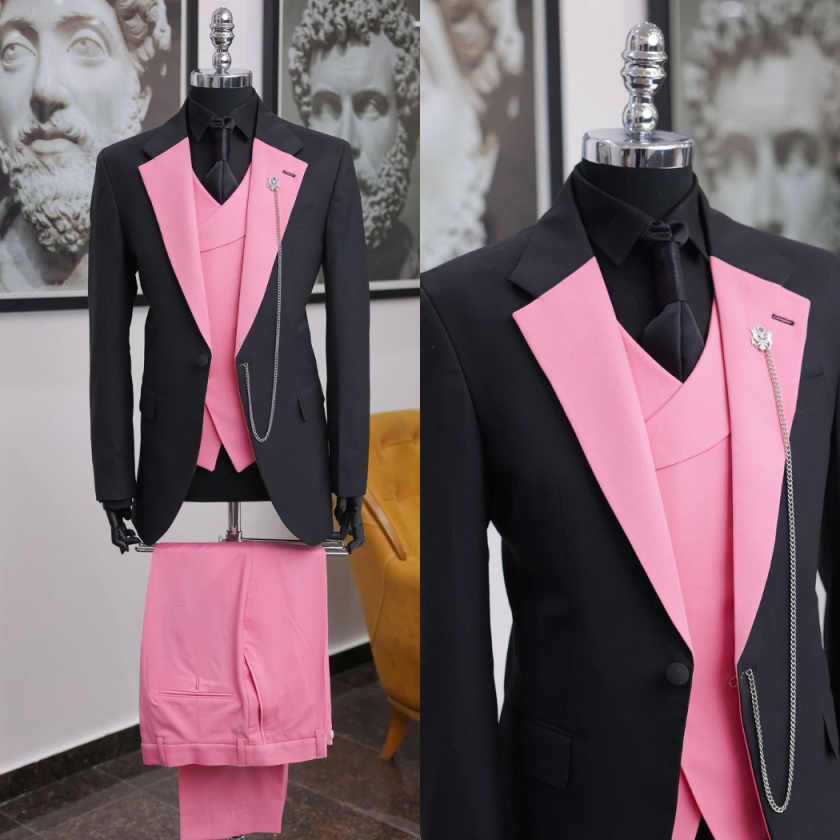Luxuriöser Schwarz-Rosa Herren – Men Formal Wear Pink Bewertung und Preis