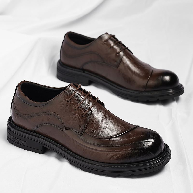Braune, glänzende, echte Leder – Men Formal Wear Fashion Bewertung und Preis